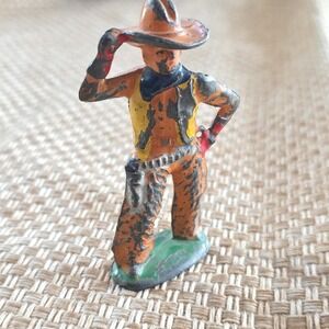 Antique Barclay Cast Lead Cowboy Figure c1930s Marked Original Paint
